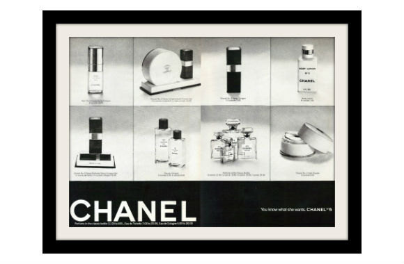 CHANEL No. 5 Perfume Collage Ad Print, Vintage Advertisement Wall