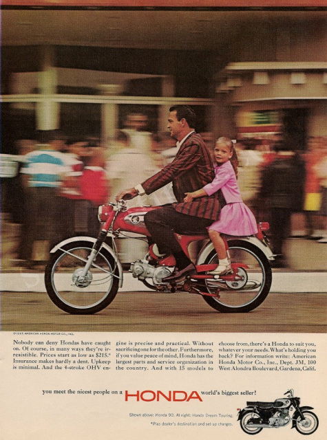 $10.50 1965 Honda Motorcycle brochure/folder,Covers most 1965 Honda's Reprint 