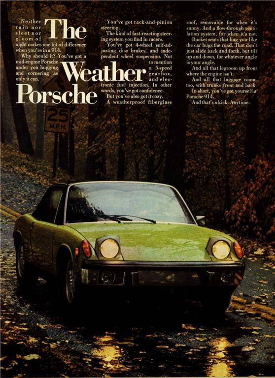 1973 Porsche 914 Car Ad Weather Vintage Advertisement Print