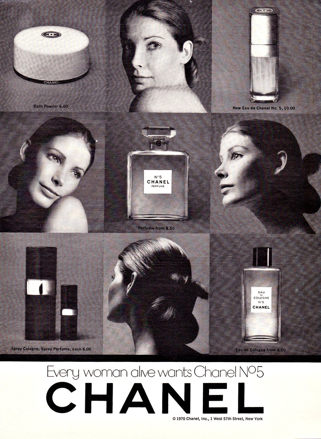 1970 Chanel No. 5 Perfume Ad, Vintage Advertisement Print